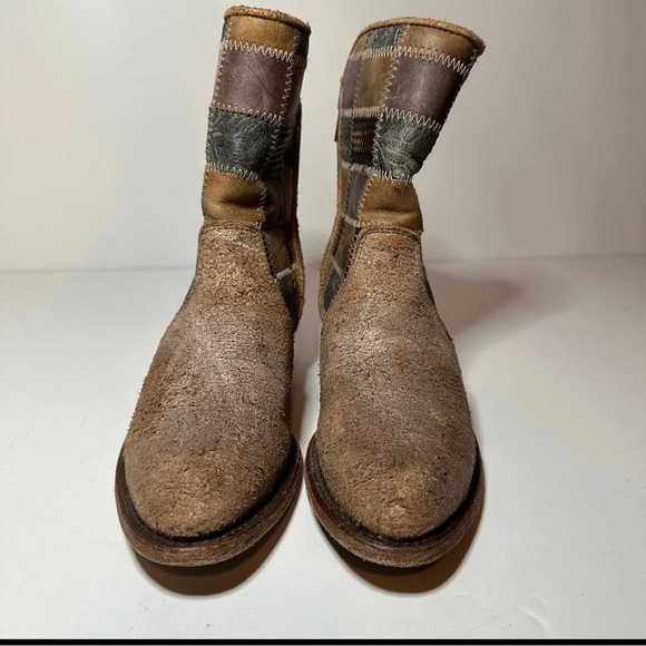 Corral Western Boots Womens Ankle Patchwork Round Toe 8 M Cognac C3116 - Picture 5 of 10